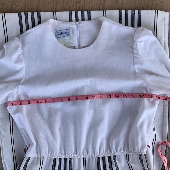 Vintage Dress 1970s striped With red and white Bow patterned sash Linen Feel - Picture 8 of 16